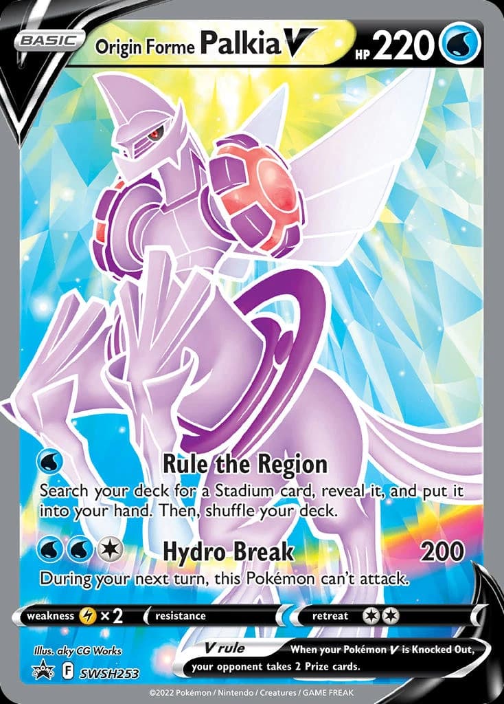 Origin Forme Palkia V, SWSH Black Star Promos SWSH253, English holo card front