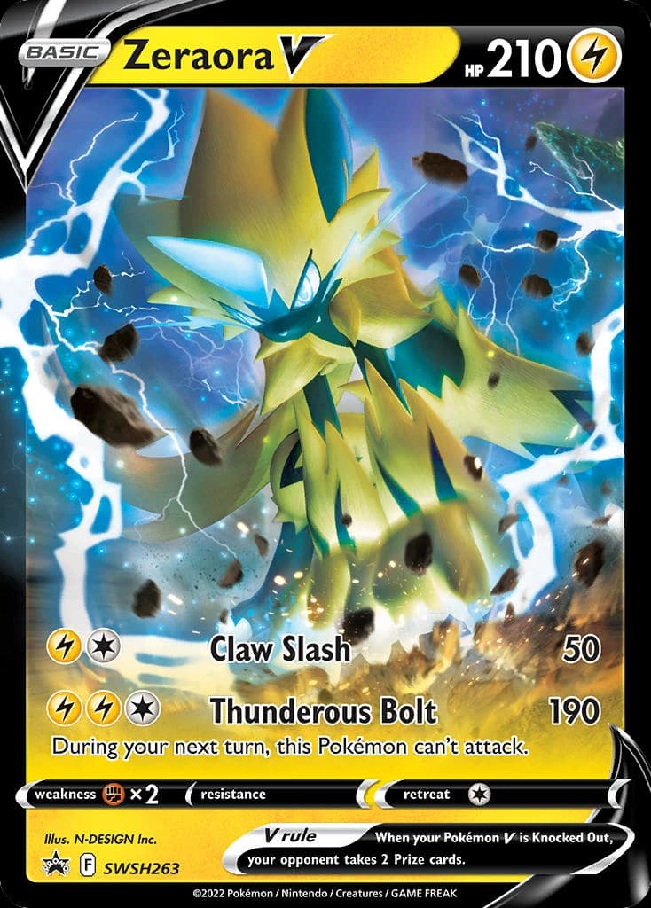Zeraora V, SWSH Black Star Promos SWSH263, English holo card front