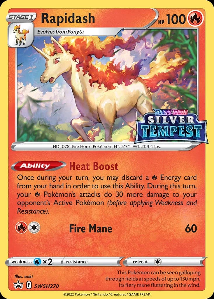Rapidash, SWSH Black Star Promos SWSH270, English holo card front