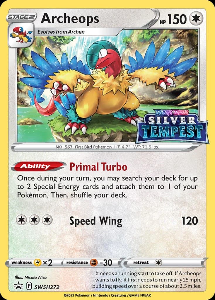 Archeops, SWSH Black Star Promos SWSH272, English holo card front