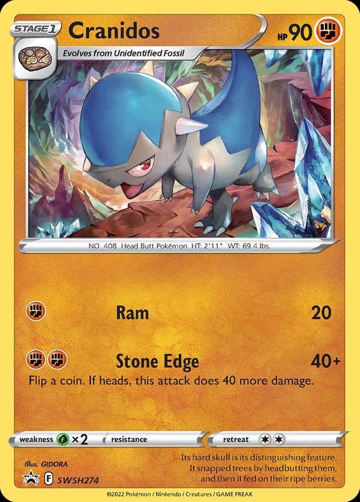 Cranidos, SWSH Black Star Promos SWSH274, English holo card front