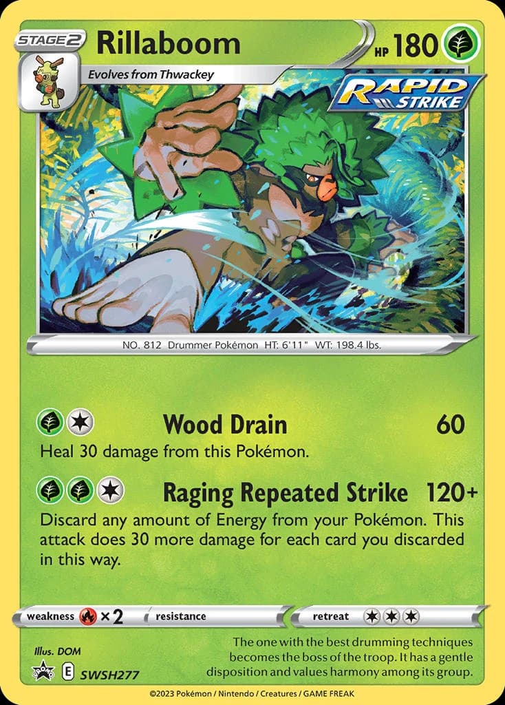 Rillaboom, SWSH Black Star Promos SWSH277, English holo card front