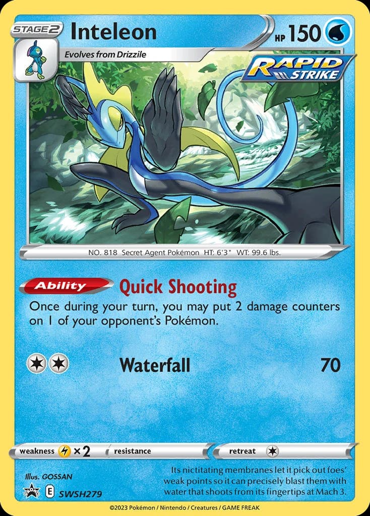 Inteleon, SWSH Black Star Promos SWSH279, English holo card front