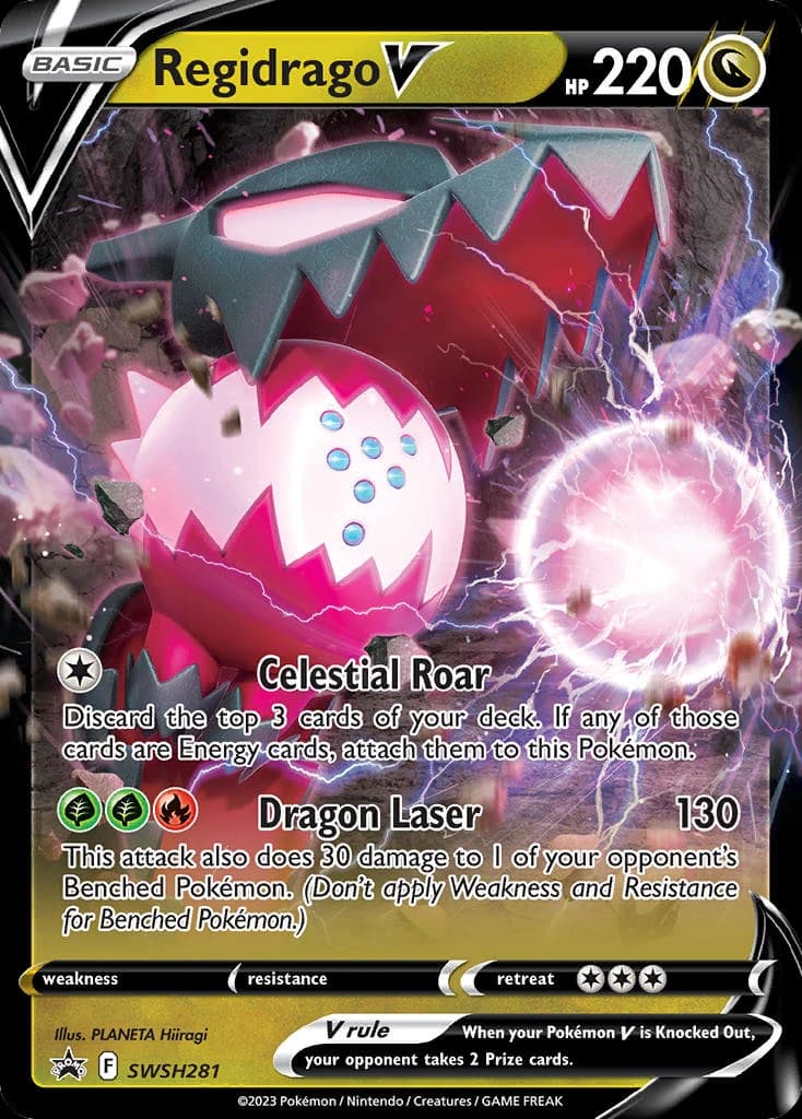 Regidrago V, SWSH Black Star Promos SWSH281, English holo card front