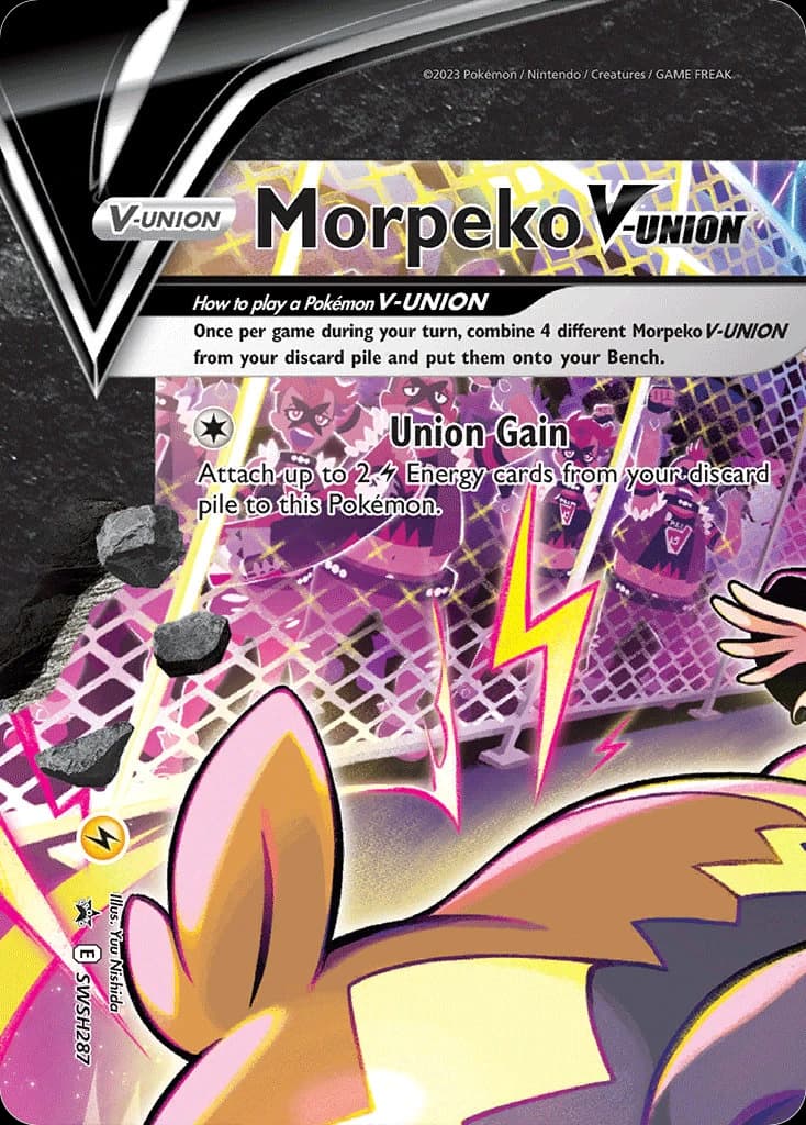 Morpeko V-UNION, SWSH Black Star Promos SWSH287, English holo card front