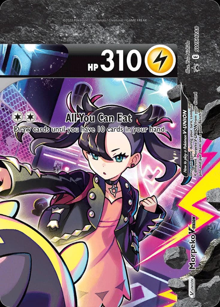 Morpeko V-UNION, SWSH Black Star Promos SWSH288, English holo card front