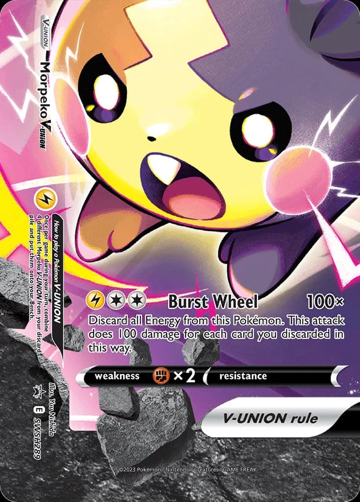 Morpeko V-UNION, SWSH Black Star Promos SWSH289, English holo card front