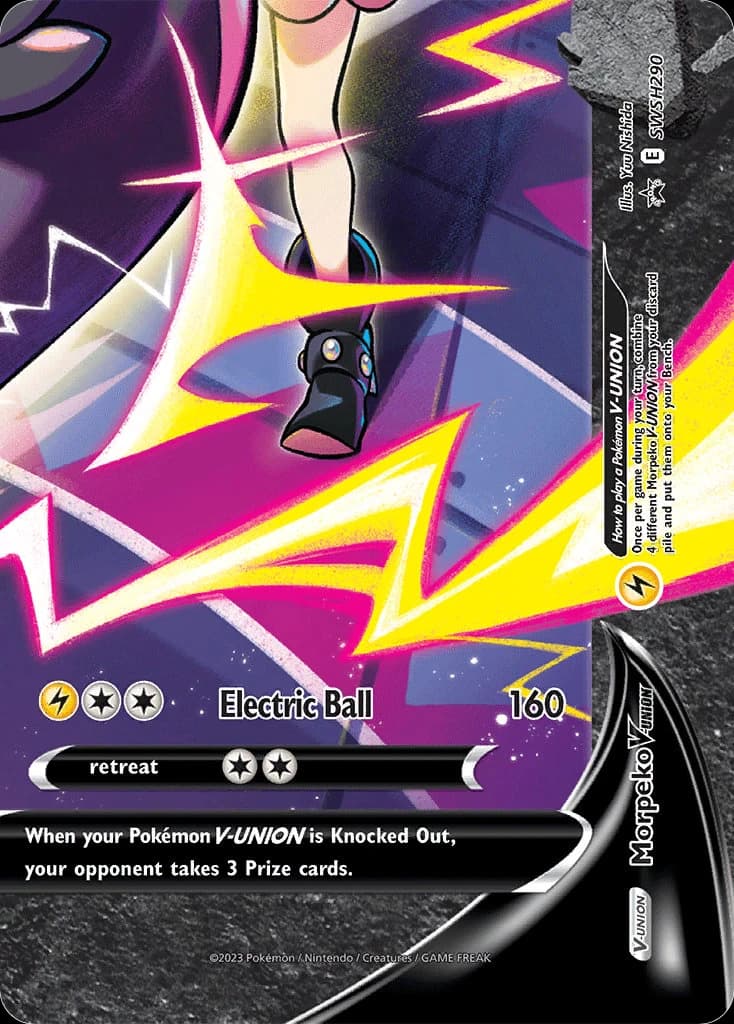 Morpeko V-UNION, SWSH Black Star Promos SWSH290, English holo card front