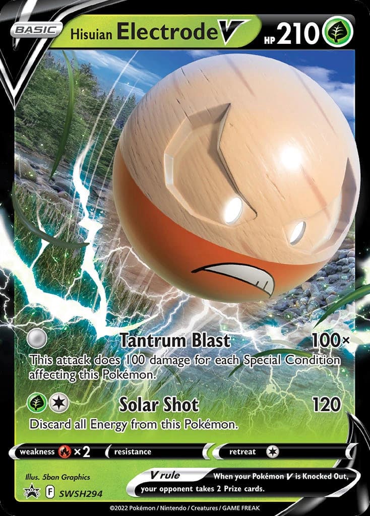 Hisuian Electrode V, SWSH Black Star Promos SWSH294, English holo card front