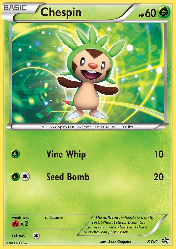 Chespin, XY Black Star Promos XY01, English holo card front
