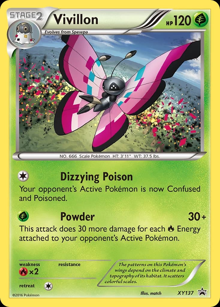 Vivillon, XY Black Star Promos XY137, English holo card front