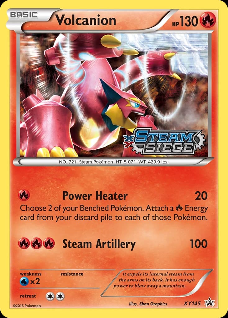 Volcanion, XY Black Star Promos XY145, English holo card front