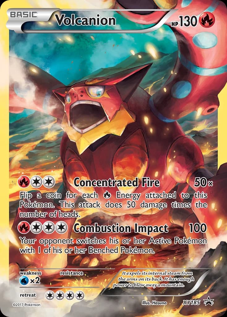 Volcanion, XY Black Star Promos XY185, English holo card front