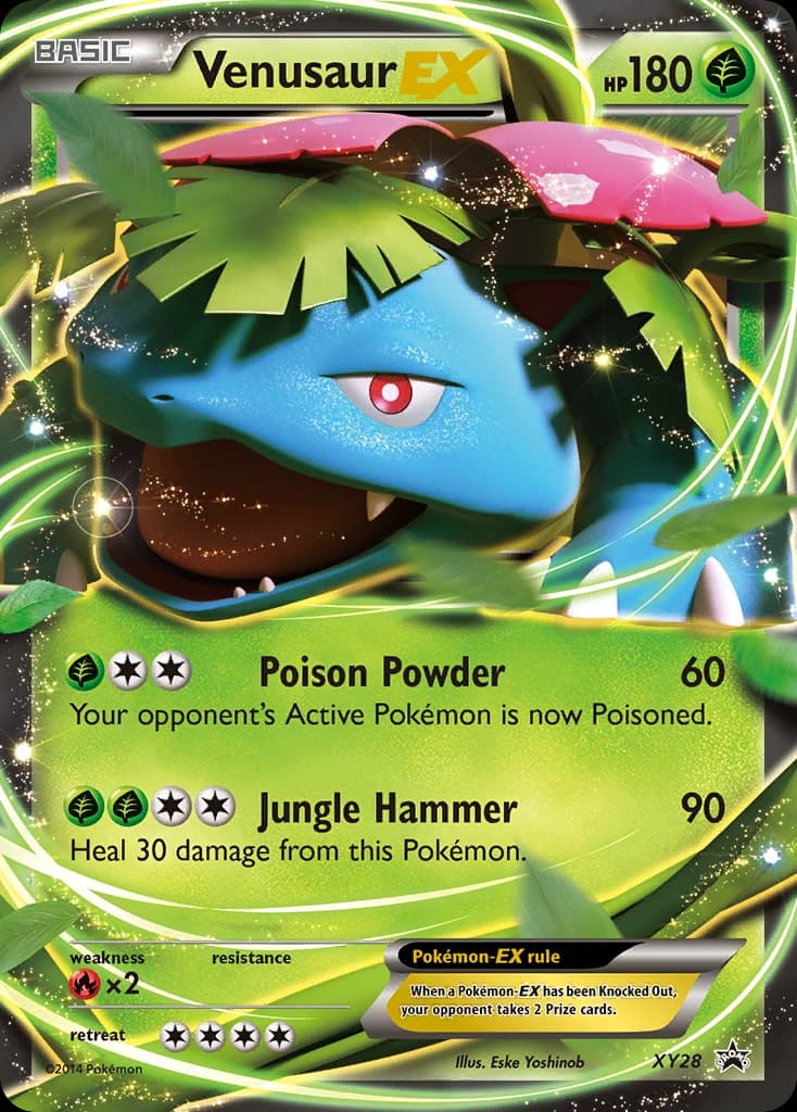 Venusaur-EX, XY Black Star Promos XY28, English holo card front