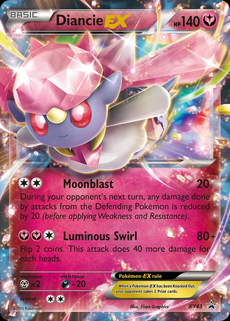 Diancie-EX, XY Black Star Promos XY43, English holo card front