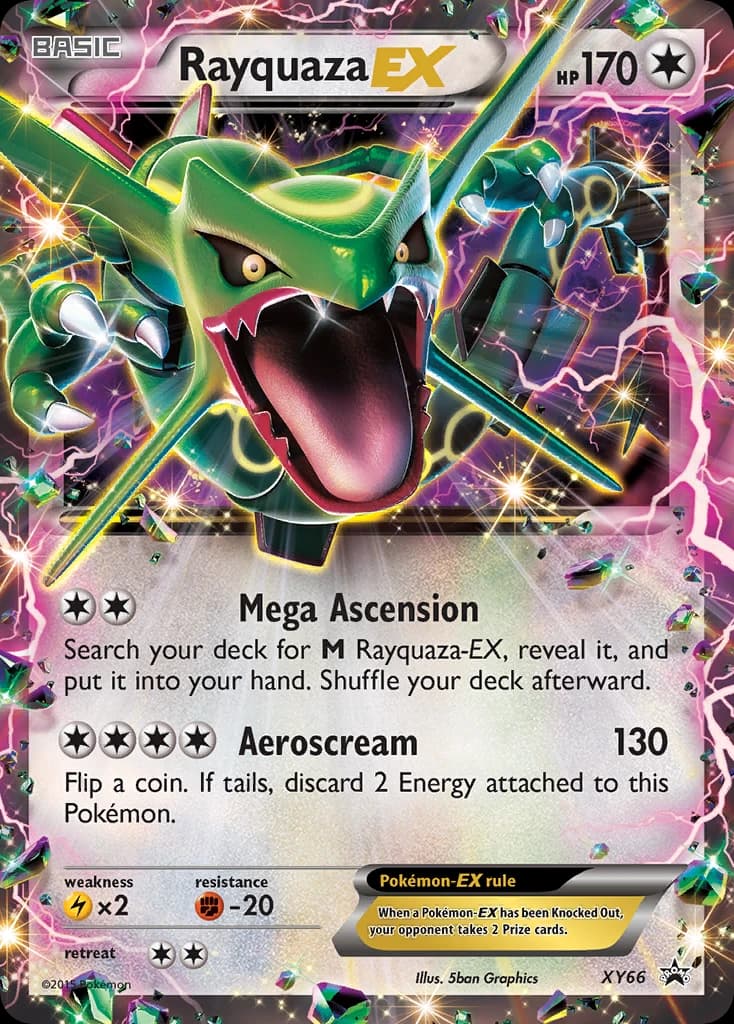 Rayquaza-EX, XY Black Star Promos XY66, English holo card front