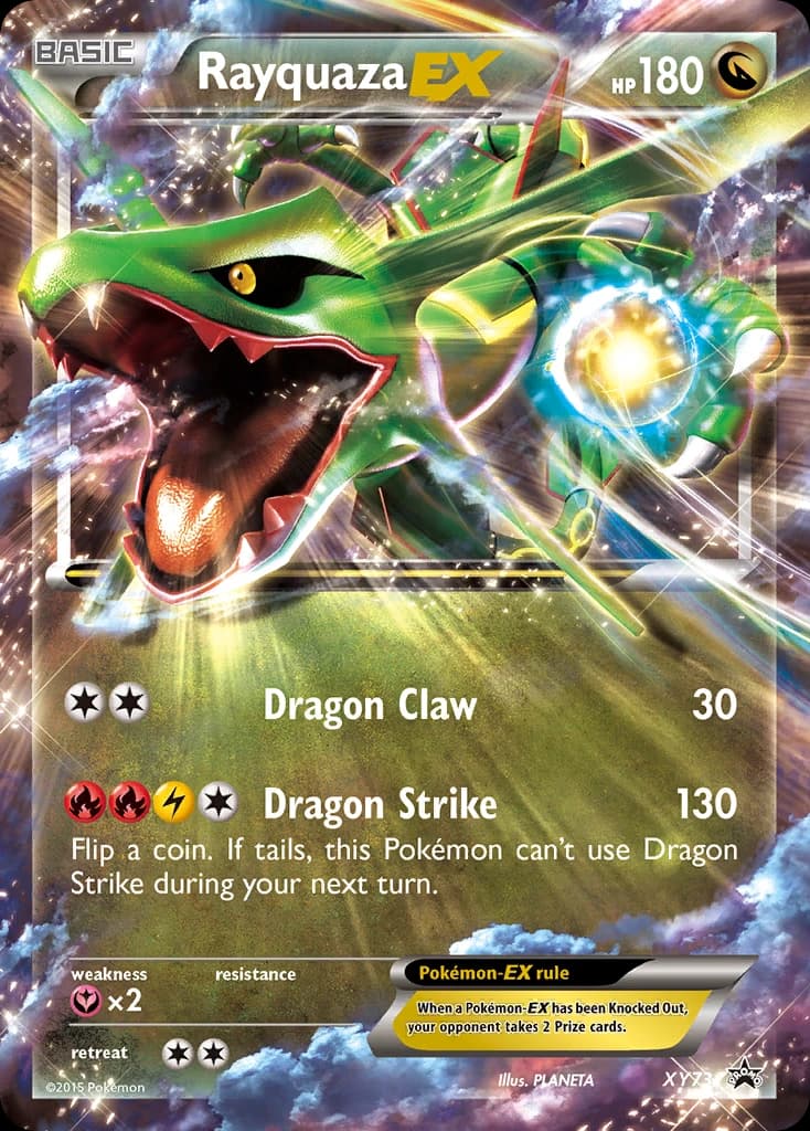 Rayquaza-EX, XY Black Star Promos XY73, English holo card front