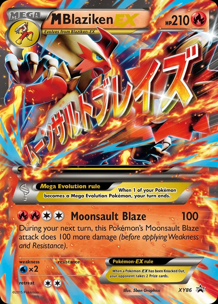 M Blaziken-EX, XY Black Star Promos XY86, English holo card front