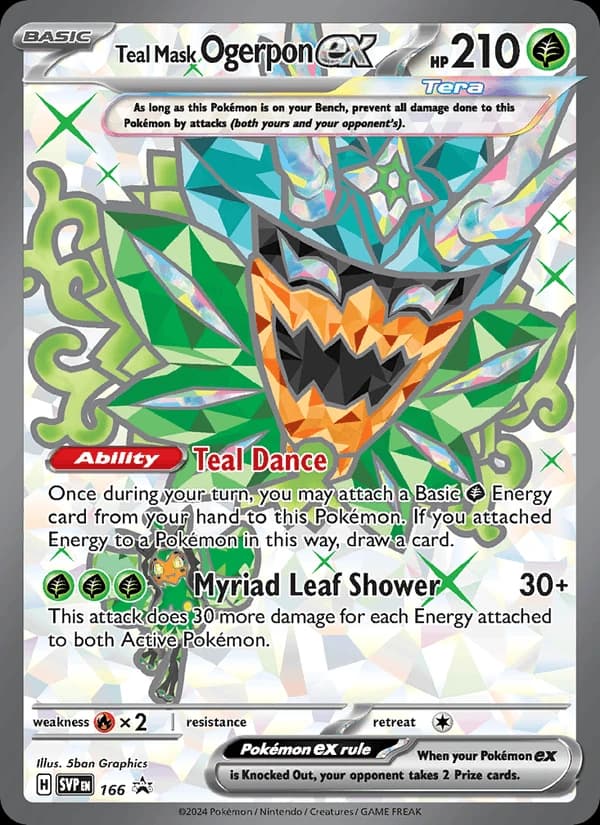 Teal Mask Ogerpon ex, Scarlet & Violet Black Star Promos 166, English holo card front
