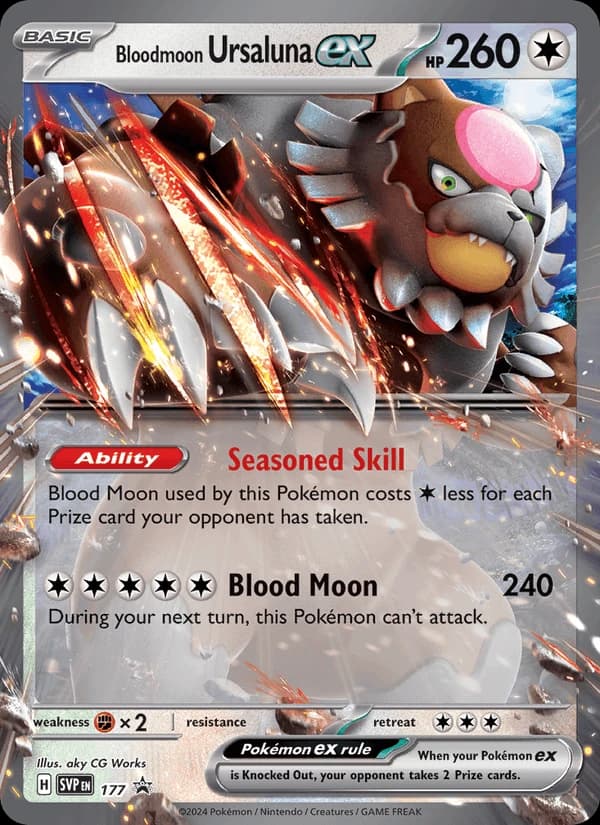 Bloodmoon Ursaluna ex, Scarlet & Violet Black Star Promos 177, English holo card front