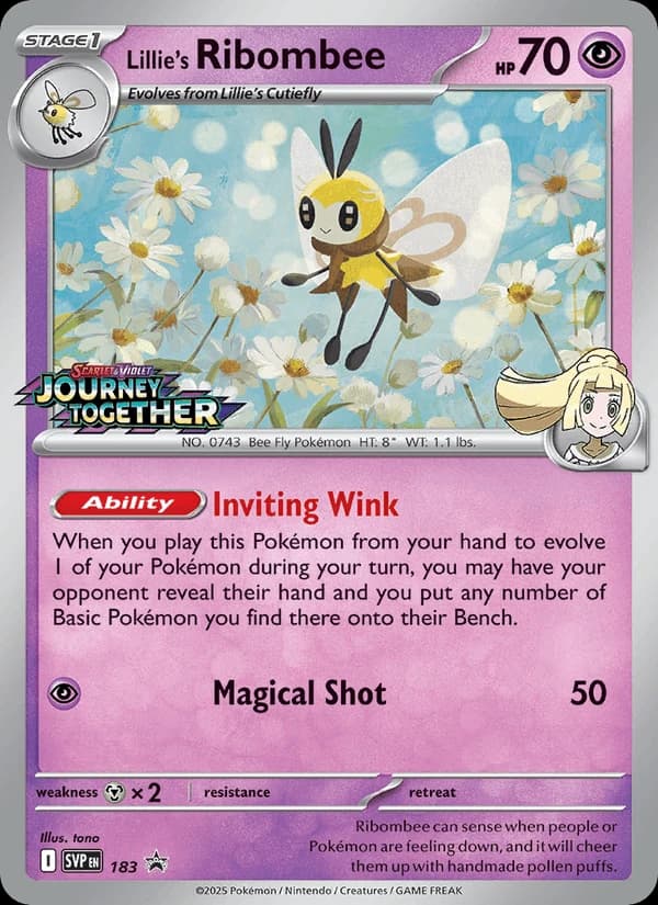 Lillie's Ribombee, Scarlet & Violet Black Star Promos 183, English holo card front