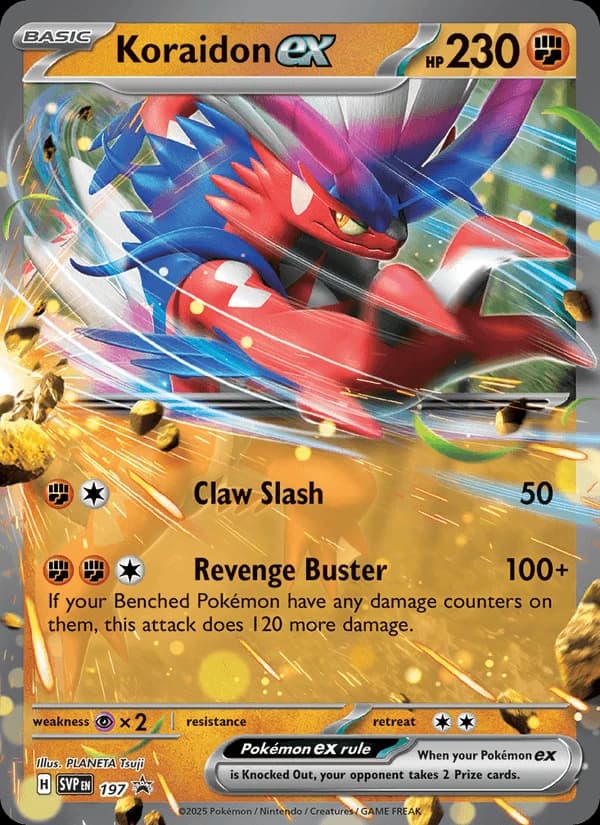 Koraidon ex, Scarlet & Violet Black Star Promos 197, English holo card front