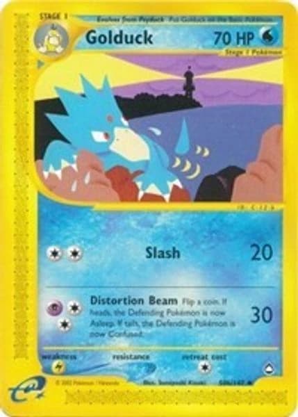 Golduck, Aquapolis 50b/147; representative English card scan; edition, finish and stamps may differ