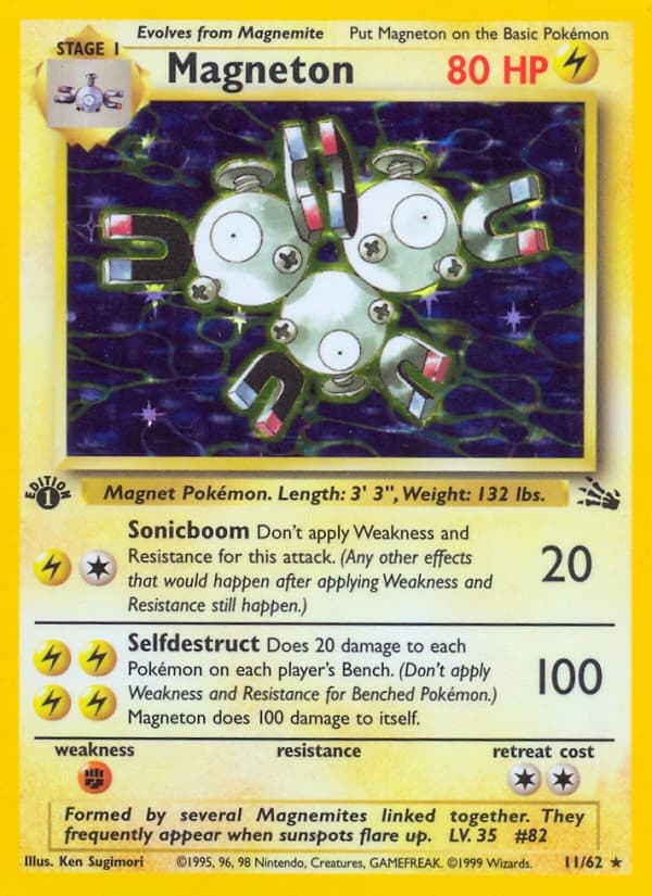 Magneton, Fossil 11/62; representative English card scan; edition, finish and stamps may differ