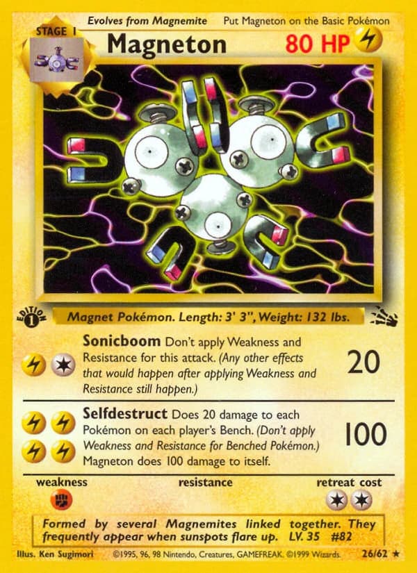 Magneton, Fossil 26/62; representative English card scan; edition, finish and stamps may differ
