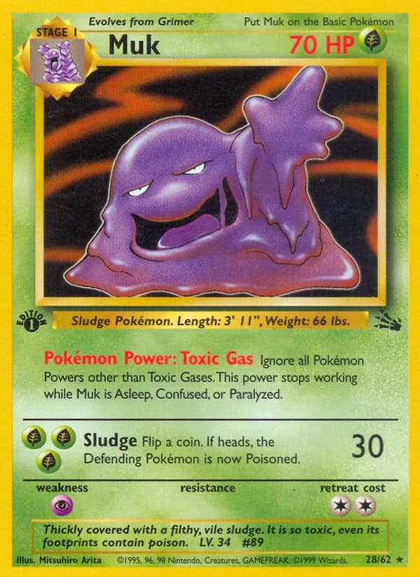Muk, Fossil 28/62; representative English card scan; edition, finish and stamps may differ