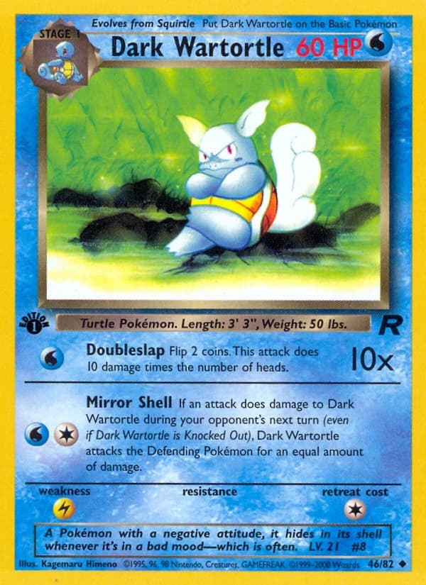 Dark Wartortle, Team Rocket 46/82; representative English card scan; edition, finish and stamps may differ