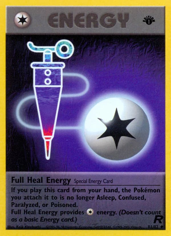 Full Heal Energy, Team Rocket 81/82; representative English card scan; edition, finish and stamps may differ