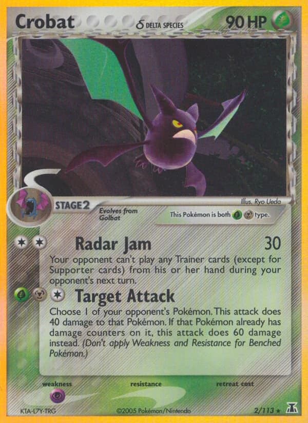 Crobat δ, EX Delta Species 2/113; representative English card scan; edition, finish and stamps may differ