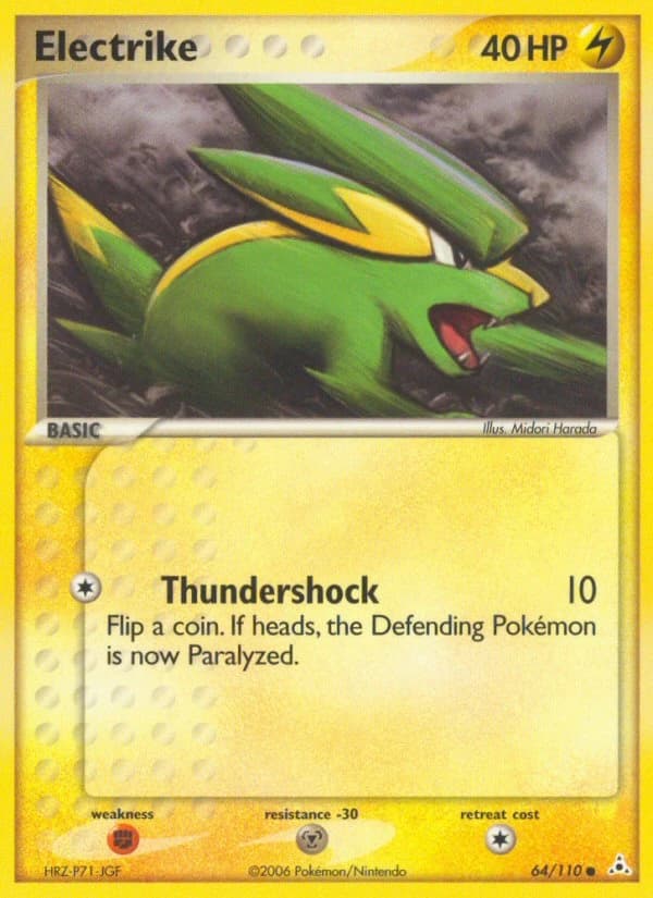Electrike, EX Holon Phantoms 64/110; representative English card scan; edition, finish and stamps may differ