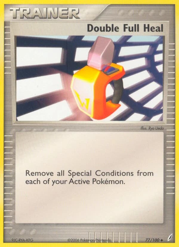 Double Full Heal, EX Crystal Guardians 77/100; representative English card scan; edition, finish and stamps may differ
