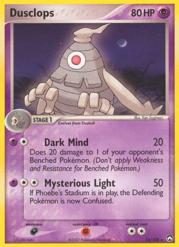 Dusclops, EX Power Keepers 14/108; representative English card scan; edition, finish and stamps may differ