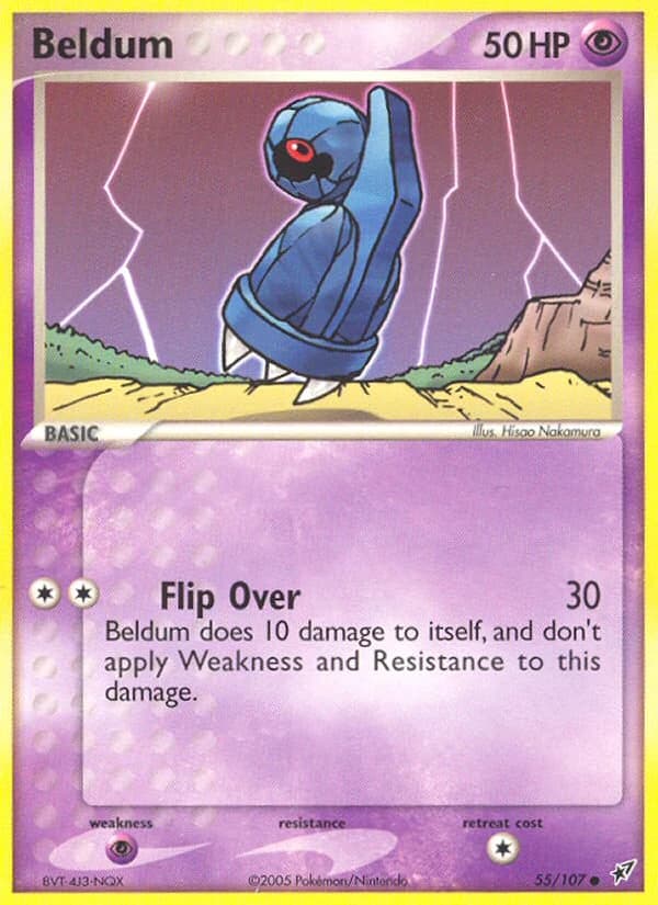 Beldum, EX Deoxys 55/107; representative English card scan; edition, finish and stamps may differ