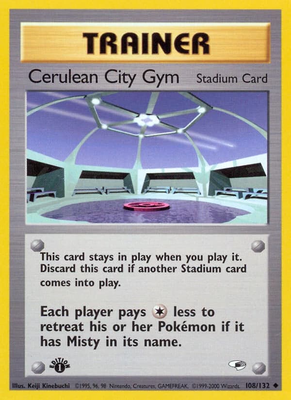 Cerulean City Gym, Gym Heroes 108/132; representative English card scan; edition, finish and stamps may differ