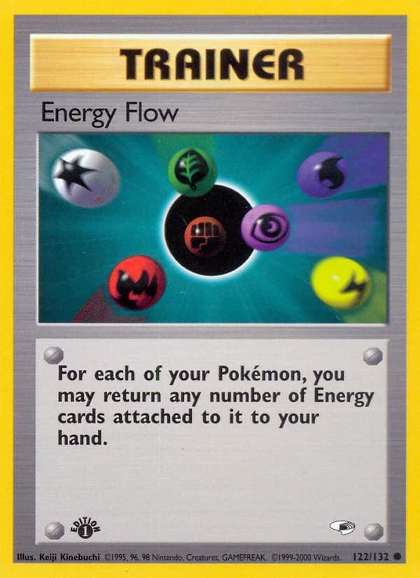 Energy Flow, Gym Heroes 122/132; representative English card scan; edition, finish and stamps may differ