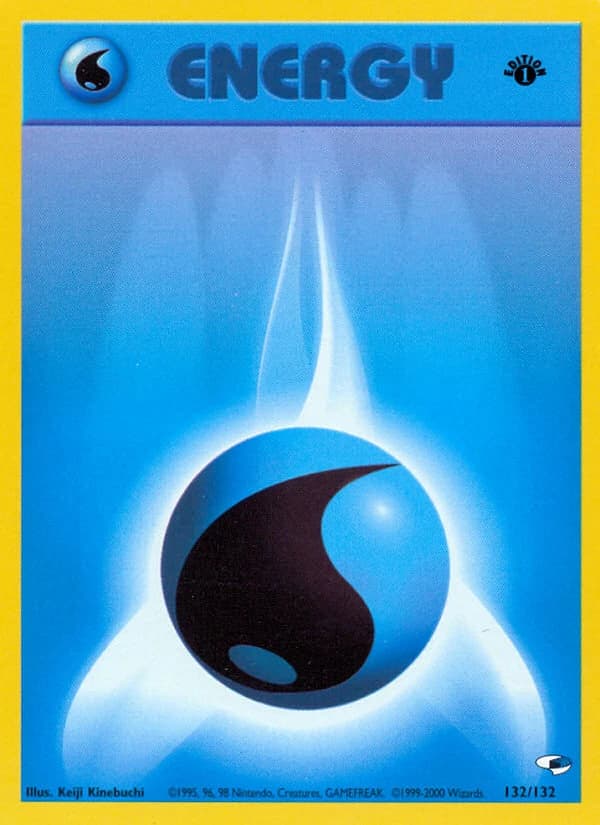 Water Energy, Gym Heroes 132/132; representative English card scan; edition, finish and stamps may differ