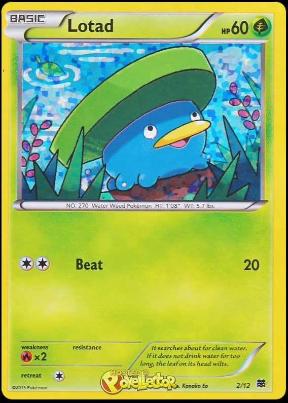 Lotad, McDonald's Collection 2015 2/12; representative English card scan; edition, finish and stamps may differ