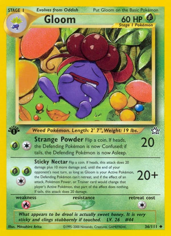 Gloom, Neo Genesis 36/111; representative English card scan; edition, finish and stamps may differ