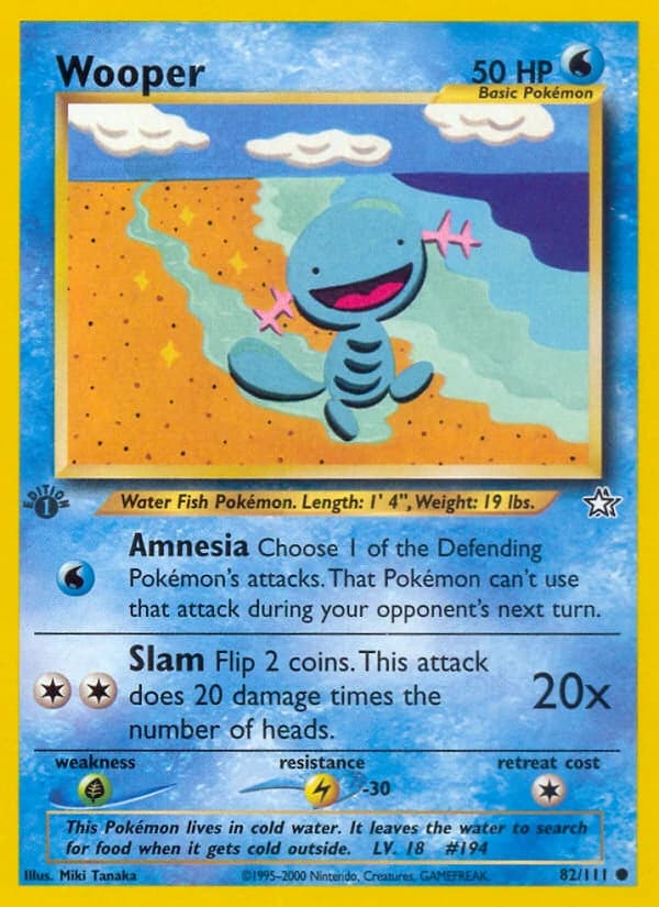Wooper, Neo Genesis 82/111; representative English card scan; edition, finish and stamps may differ