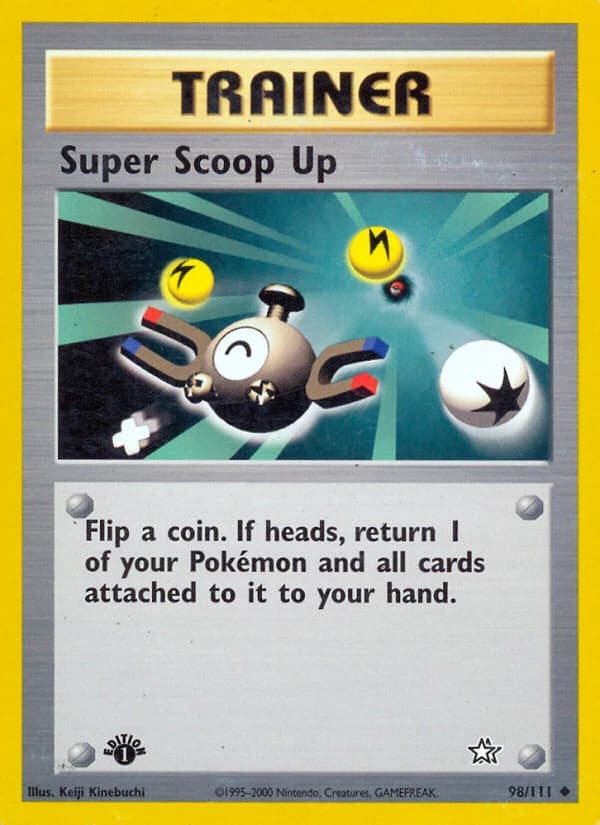 Super Scoop Up, Neo Genesis 98/111; representative English card scan; edition, finish and stamps may differ