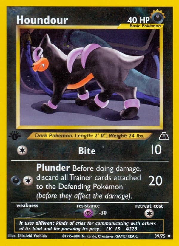 Houndour, Neo Discovery 39/75; representative English card scan; edition, finish and stamps may differ