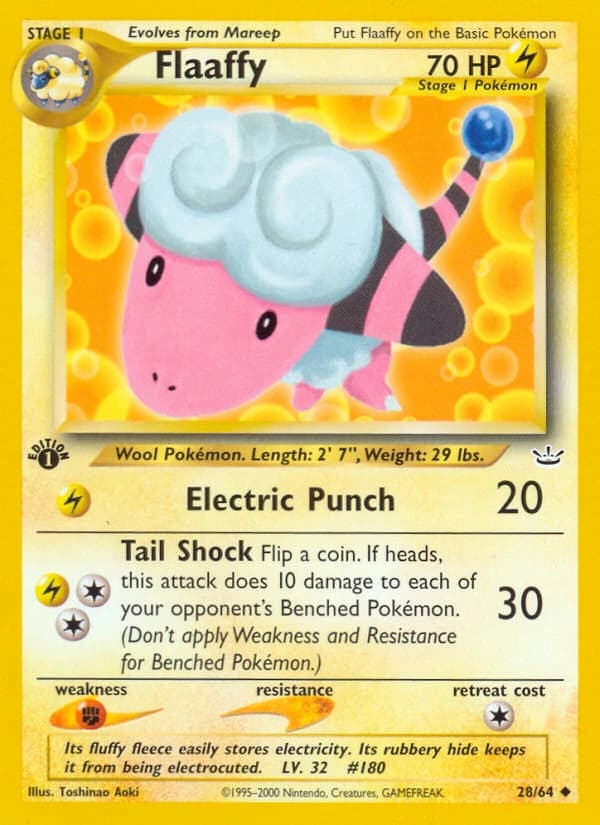 Flaaffy, Neo Revelation 28/64; representative English card scan; edition, finish and stamps may differ