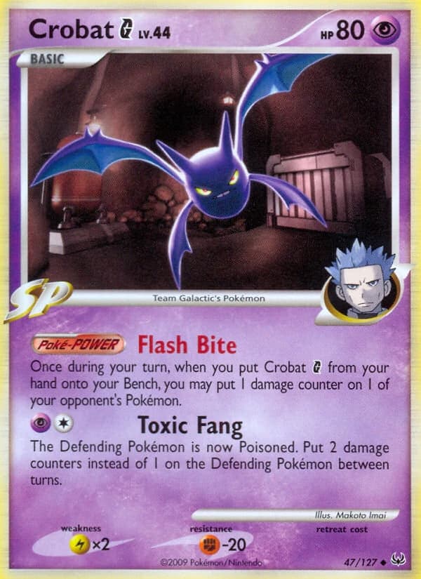 Crobat G, Platinum 47/127; representative English card scan; edition, finish and stamps may differ