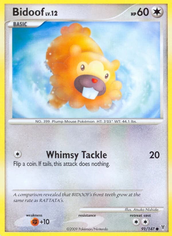 Bidoof, Supreme Victors 91/147; representative English card scan; edition, finish and stamps may differ