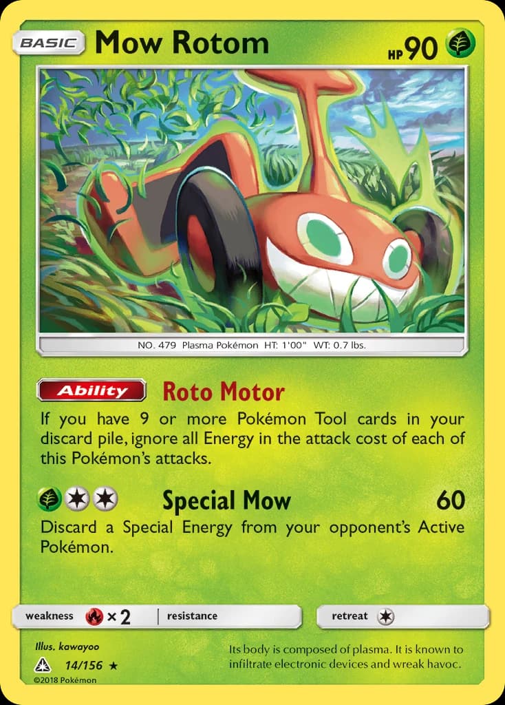 Mow Rotom, Ultra Prism 14/156; representative English card scan; edition, finish and stamps may differ
