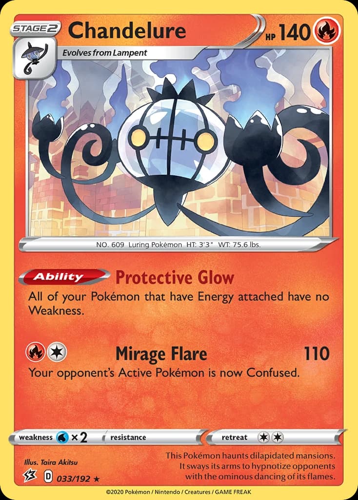 Chandelure, Rebel Clash 33/192; representative English card scan; edition, finish and stamps may differ